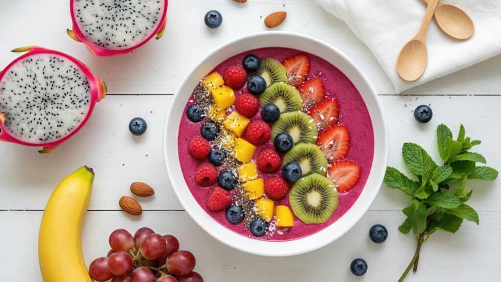 Bol healthy petit déjeuner avec Aliment riche en fibre