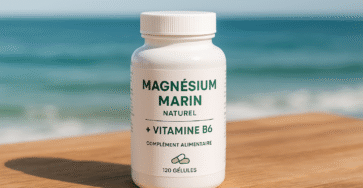 Gélules de magnesium marin naturel avec vitamine B6, issues de l’eau de mer, pour réduire la fatigue et soutenir la fonction musculaire normale